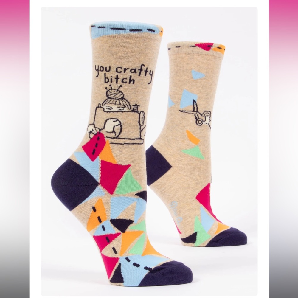 NWT Blue Q You Crafty B Crew Socks